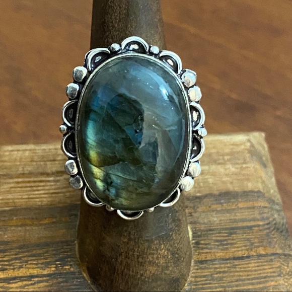 Jewelry - Fiery Labradorite Sterling Silver Ring , Size 7